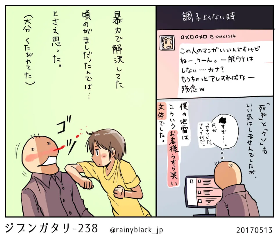 暴力で解決する少年と撃たれる男の場面